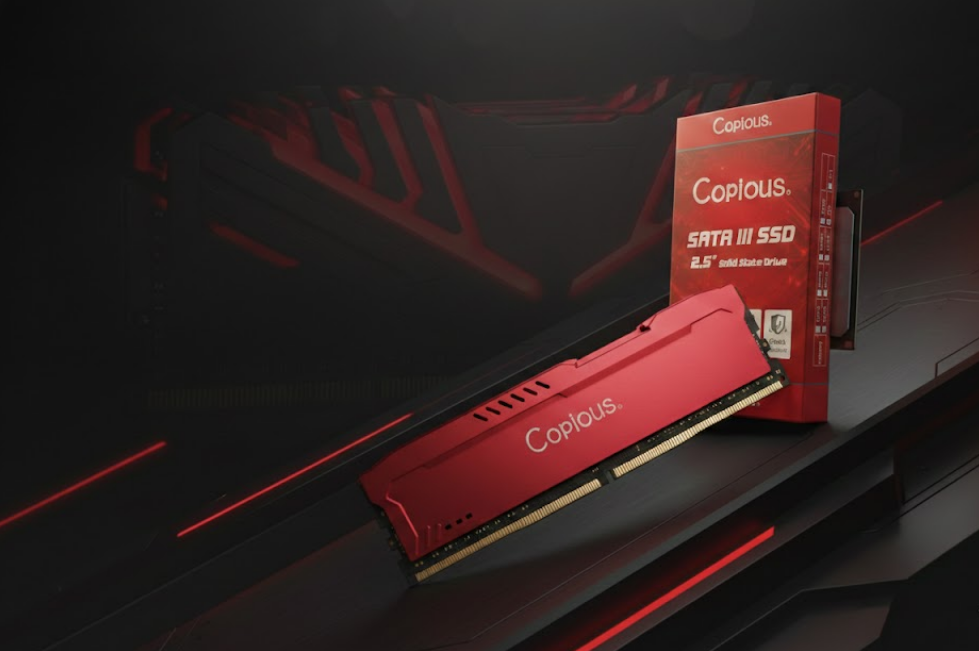 Hardware premium para PC gaming Copious con iluminación RGB roja